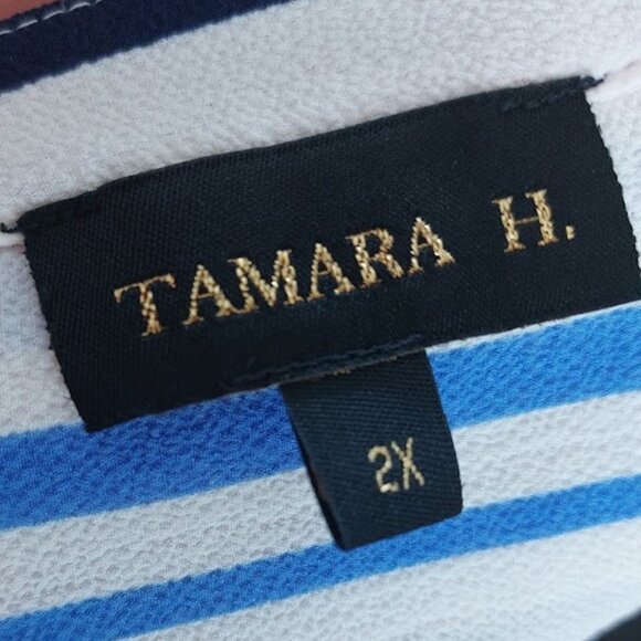 Long Sleeve Multicolor Striped Blouse Size 2X - Picture 4 of 5